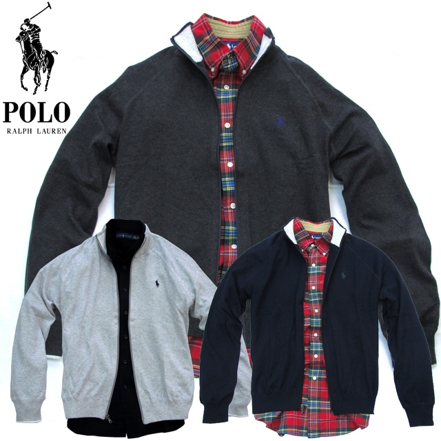 本物保証 ラルフ メンズ コットンフルジップ カーディガン トラック フィールド ジャケット3カラー