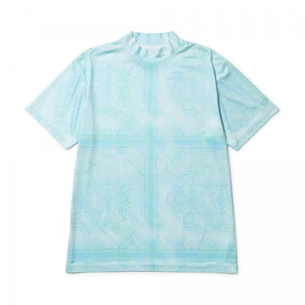 ニューエラ NEW ERA 半袖 鹿の子 ミッドネック Tシャツ Bandana All Over ビーチキスブルー ゴルフ 14391504