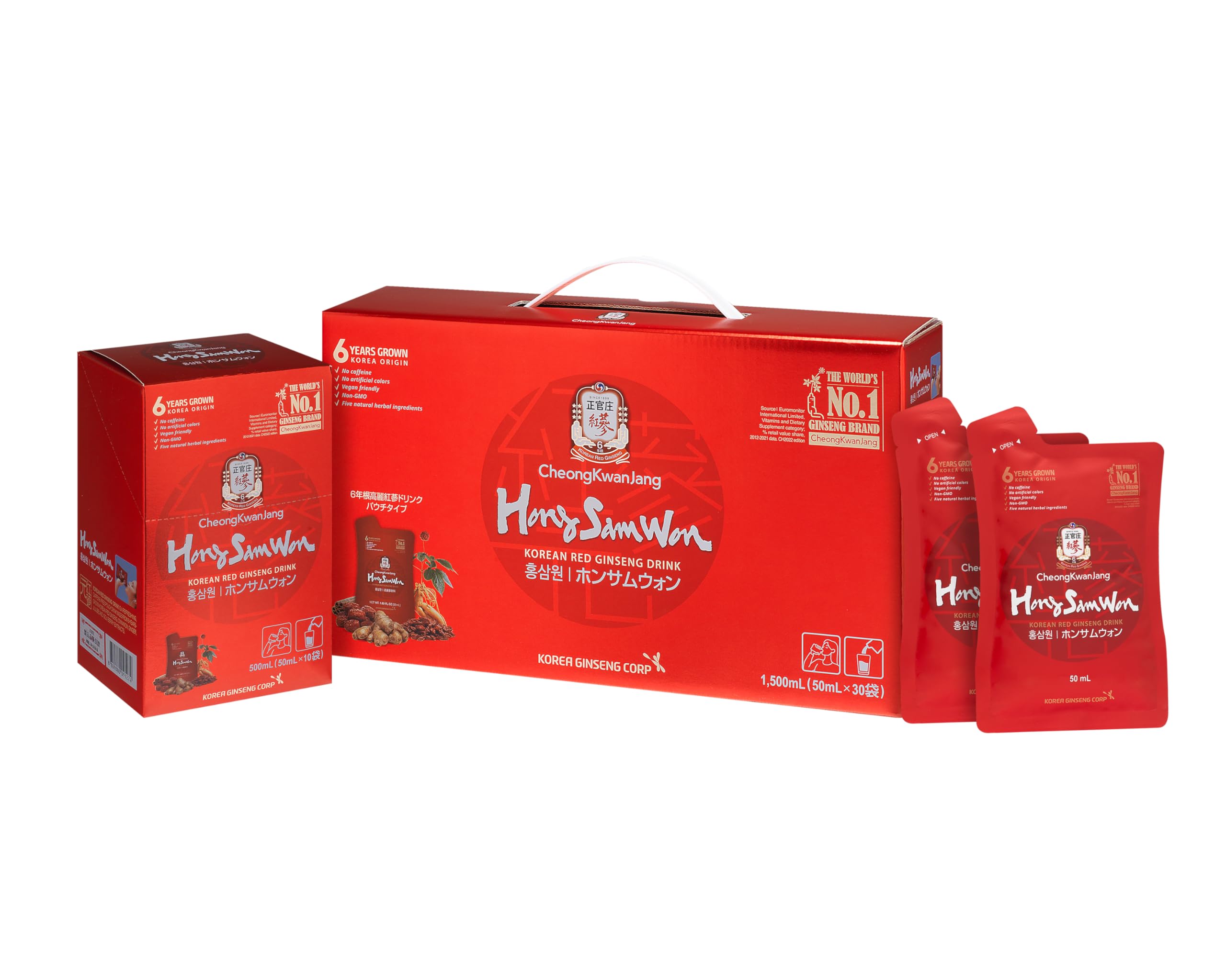 正官庄(ジョンガンジャン) ホンサムウォン(HongSamWon) 高麗人参 サプリ 朝鮮人参 韓国産 6年根 濃縮エキス 紅参(ホンサム) ginseng 厳選天然由来成分配合 栄養ドリンク 国内正