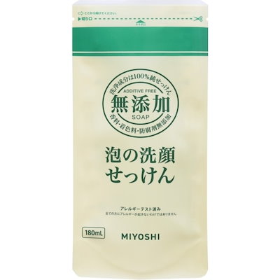 他サイト： 無添加 泡の洗顔石鹸　詰替用 180ml ミヨシ石鹸 [無添加 石鹸 石けん セッケン ポンプ 洗顔の商品画像