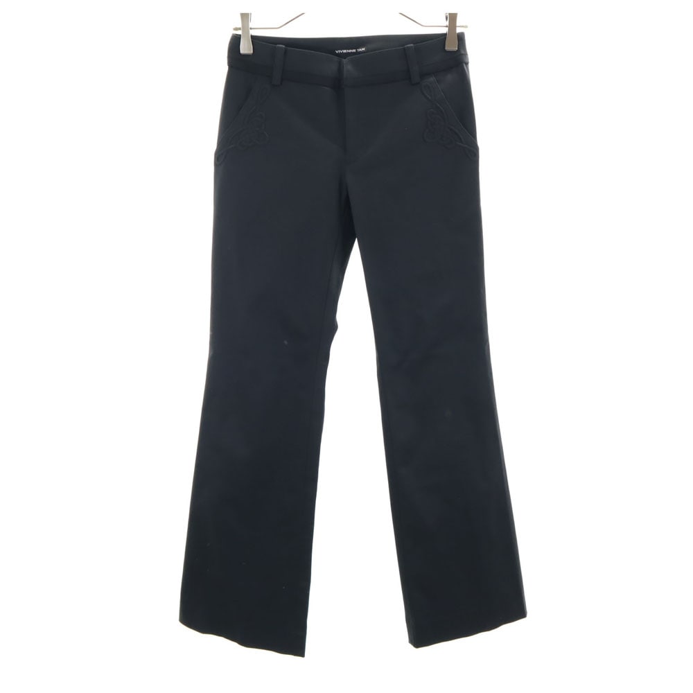 日本製 ブーツカットパンツ XS 黒 レディース