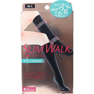 「 スリムウォーク 美脚ハイソックス チュラルfeel ブラック M-L 」