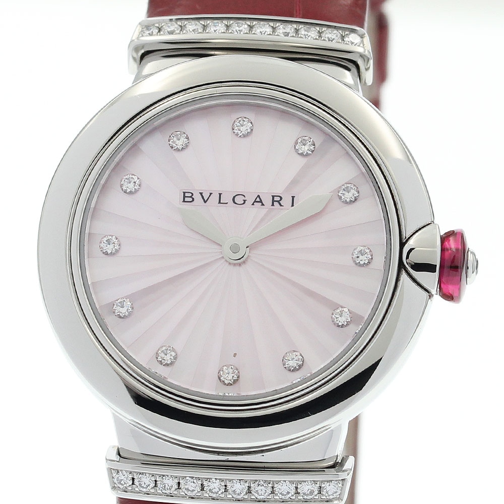 ブルガリ BVLGARI LU28S ルチェア 12Pダイヤ クォーツ レディース 良品 箱・保証書付き_884162【中古】
