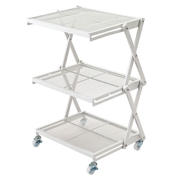 フォールディングラック ホワイト （約W45×D34×H53／66cm） 完成品