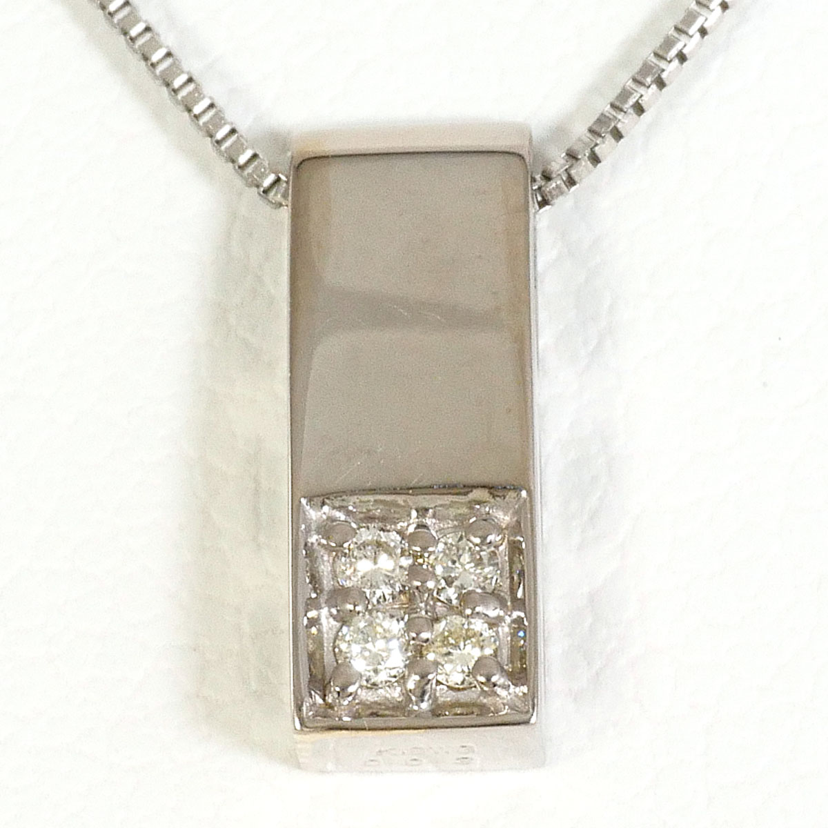 K18 18金 WG ホワイトゴールド ネックレス ダイヤモンド 0.03ct 総重量約1.7g 約39cm 中古