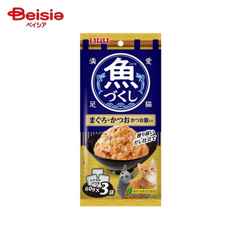 いなばペットフード 魚づくし まぐろ・かつお かつお節入り (60g×3袋)×24個 ペット