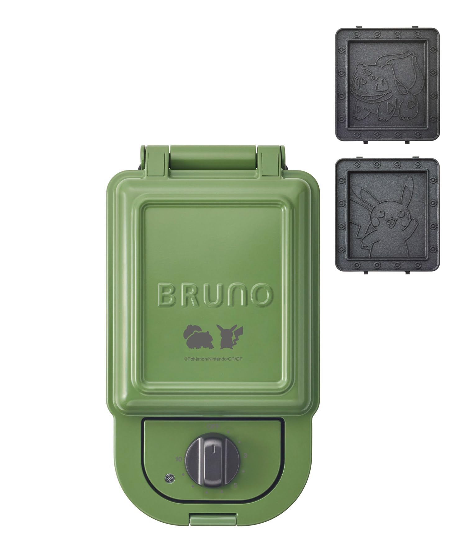 BRUNO ポケモン ホットサンドメーカー シングル 電気 耳まで焼ける コンパクト プレゼント ギフト ピカチュウ フシギダネ グリーン 緑 BOE131-GR