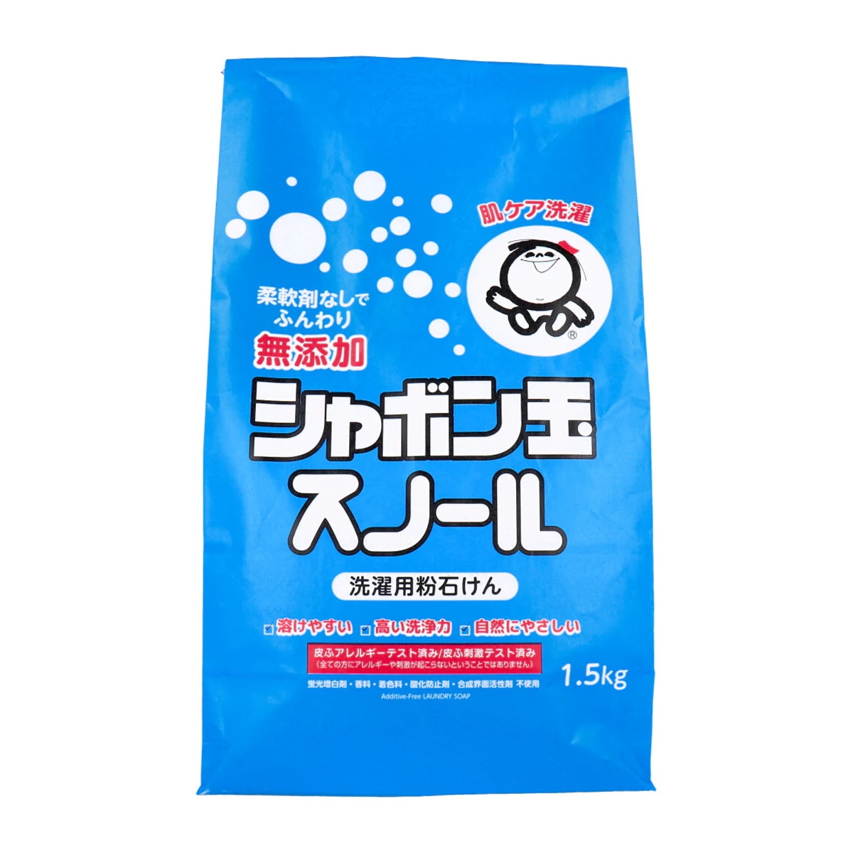 洗濯用粉石けん 無添加 シャボン玉 スノール 弱アルカリ性 1.5kg X3パック