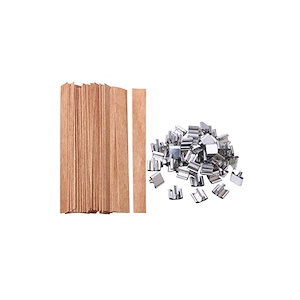jlonキャンドルウィック木製芯50本と鉄製スタンド50本 DIYキャンドルコアウィックワックス手作りキャンドル用芯 DIY クラフト(13130mm)