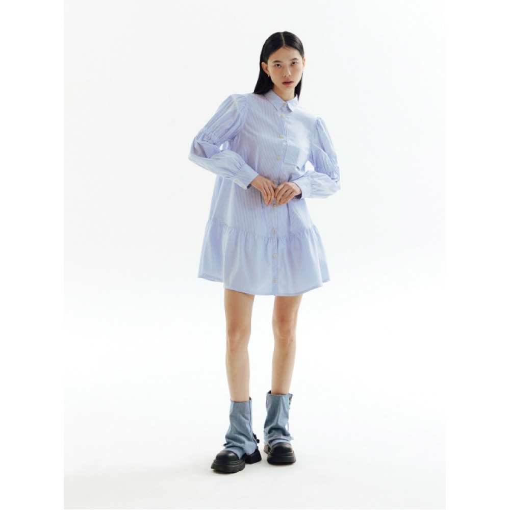 CHOWOO パフスリーブストライプドレス_CW1A_T07WST