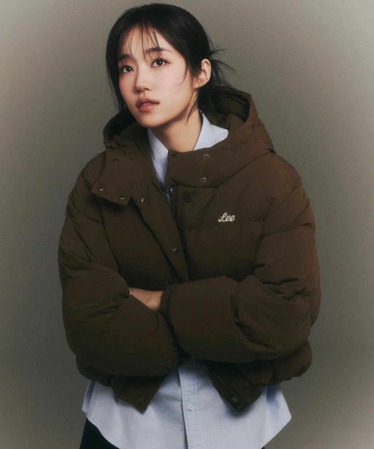 [ノ·ユンソ着用] ウーマン フード ショート ダウン ブラウン 韓国の人気ファッションブランド