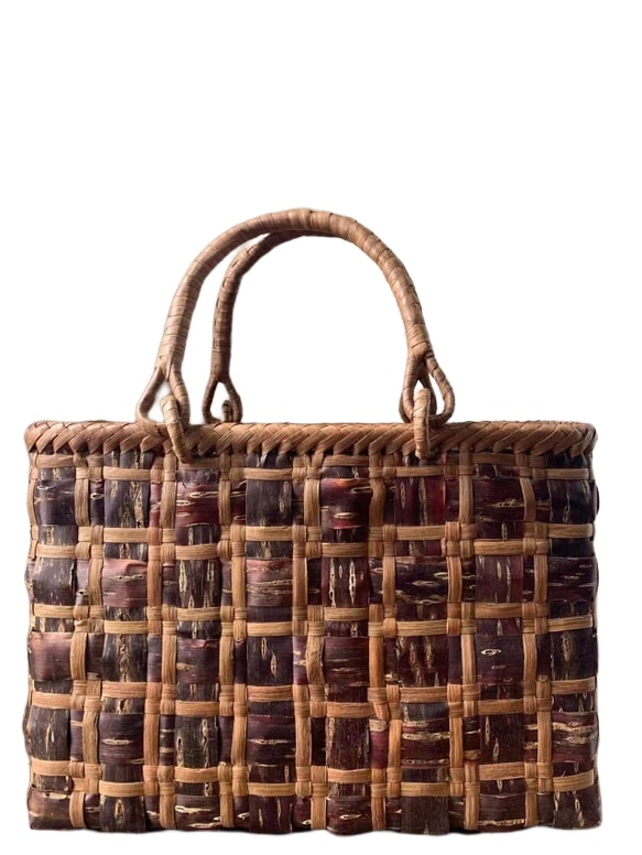 桜皮山葡萄 桜皮かごバッグ山葡萄かごバッグ 手作り 籠バッグ 内布あり (約)幅31本体高さ21マチ11cm