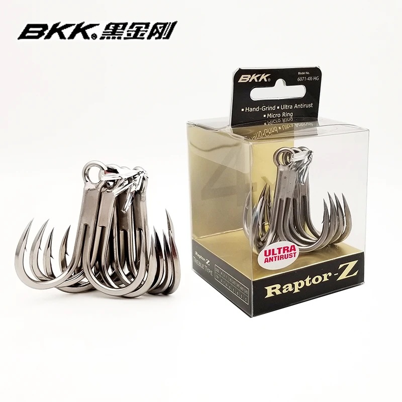 Bkk-ラプター-z6071-4x-hgトレブルフィッシングフック #5/0-#4海釣りアクセサリー防錆コーティングトリプルアンカーコイペスカca用