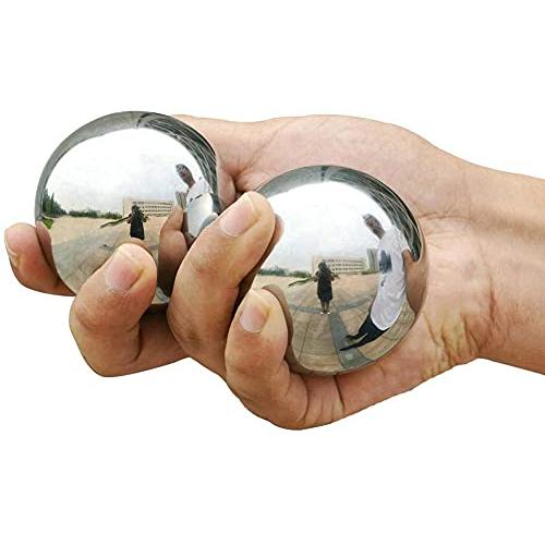 健身球 健康球 マッサージボール 風水グッズ ストレス トレーニング器具 ステンレス鋼の健身球/中国の健康運動ストレスボールキャリーポーチ付きハ