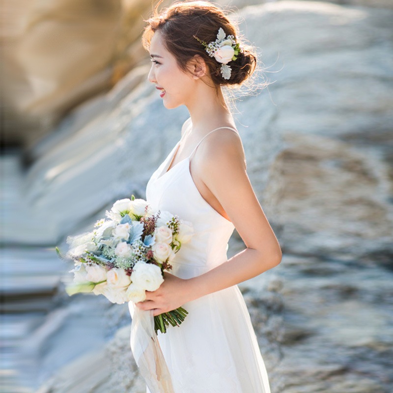 ウェディングドレス 結婚式 花嫁ドレス二次会 白ワンピース披露宴 前撮り後撮り ビーチフォト ドレス