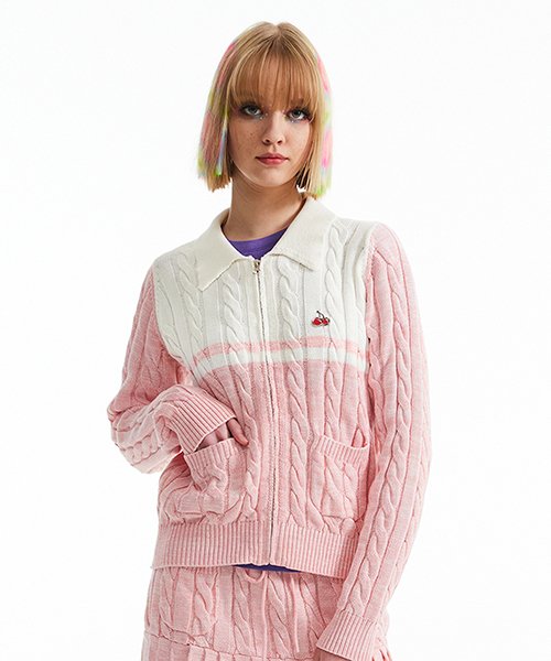 23SS CHERRY COLORING KNIT ZIP UP 韓国正規品