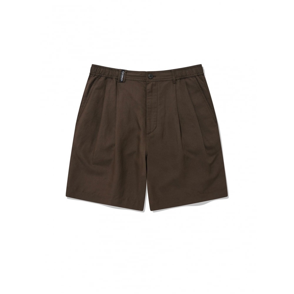 COVERNAT リネンツージョーワイドバミューダショーツブラウン