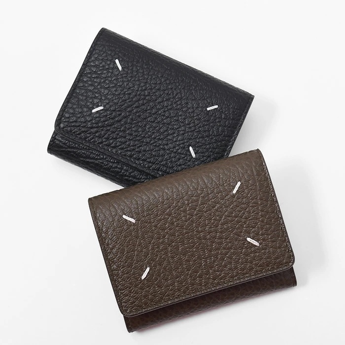 ミニ財布 コンパクト財布 ZIP付 3つ折り 財布 SA3UI0010P4455 レディース 4ステッチ 折りたたみ 無地 レザー