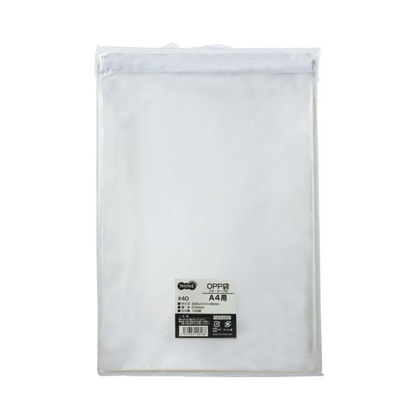 TANOSEE OPP袋 フタ・テープ付A4用 225×310+40mm 1セット（1000枚：100枚×10パック）
