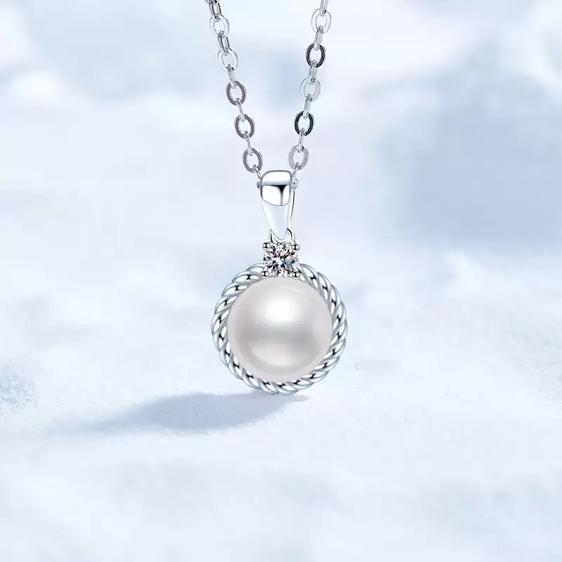 ネックレス レディース パールネックレス モアサナイト 金属アレルギー対応 シルバー925 プラチナ仕上 パール 真珠 天然淡水パール 母の日 ホワイトデー ギフト