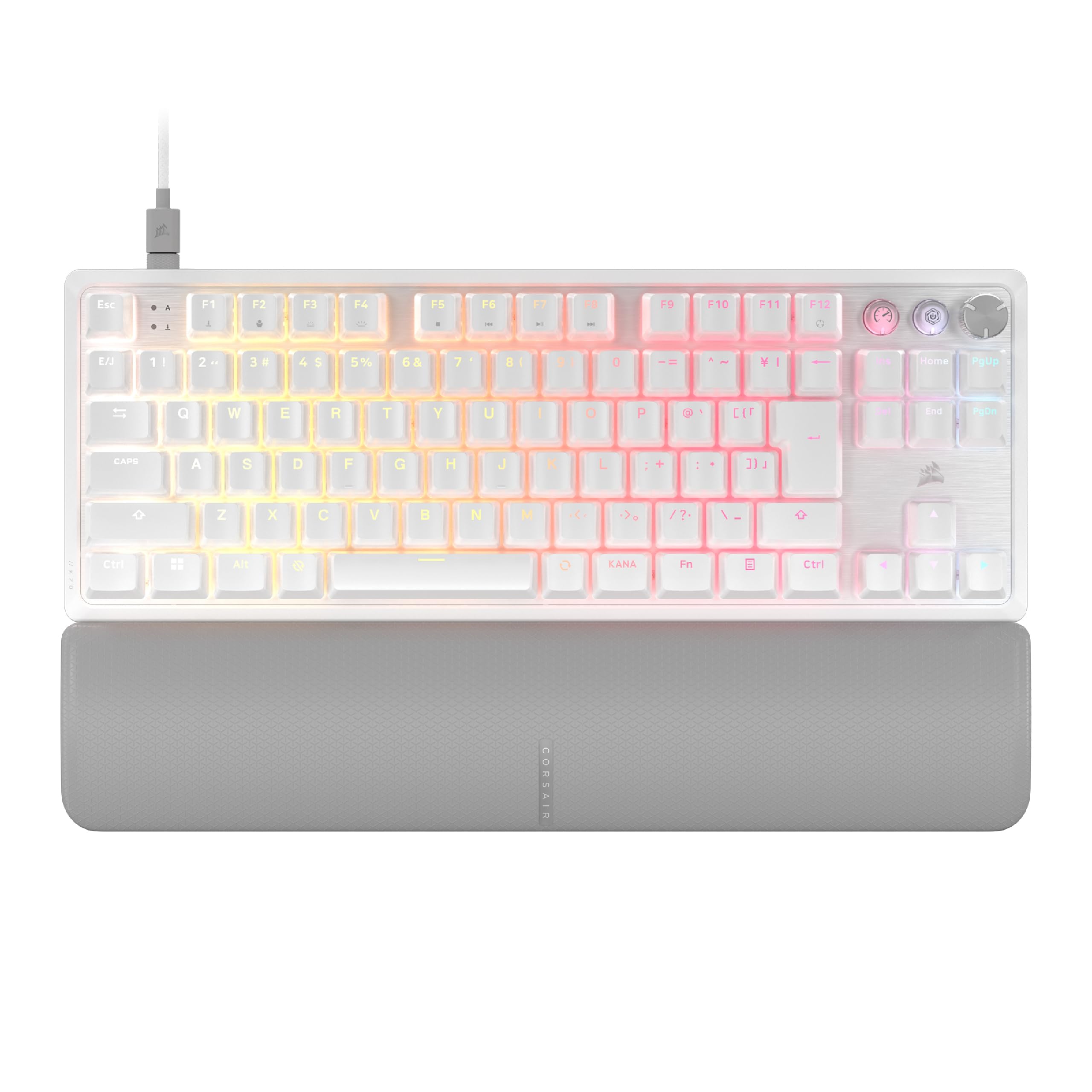 【Amazon.co.jp限定】ラピッドトリガー搭載 CORSAIR K70 PRO TKL MGX Hyperdrive磁気式キースイッチ ホワイト ゲーミングキーボード 脱着可能パームレスト付き