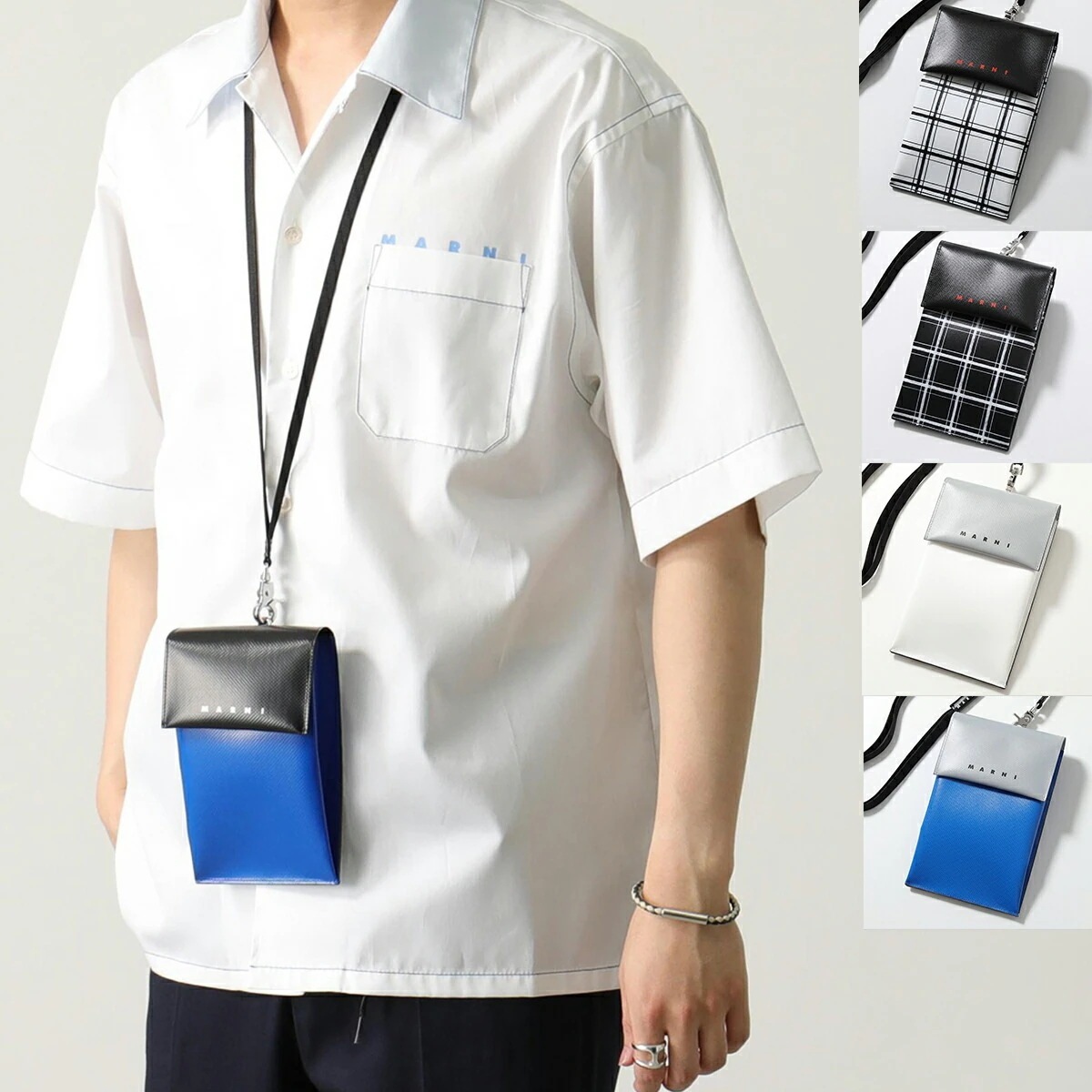 MARNI マルニ フォンケース TRIBECA トライベッカ TEMI0004A6 P6052 TEMI0004A4 P3572 P5769 メンズ バイカラー ネックポーチ ショルダーバッグ 【m