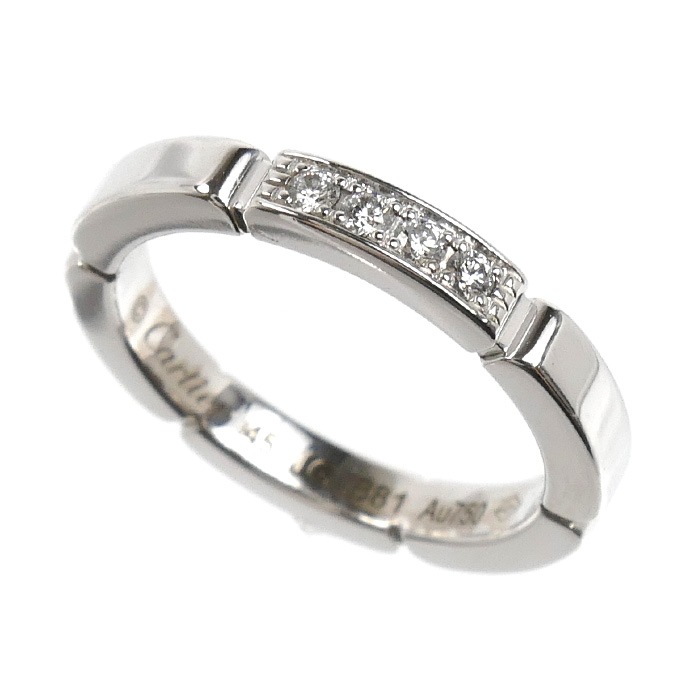 CARTIER カルティエ K18WG ホワイトゴールド マイヨン パンテール 4Pダイヤ リング・指輪 B4080445 ダイヤモンド 5号 45 3.6g レディース 中古 美品
