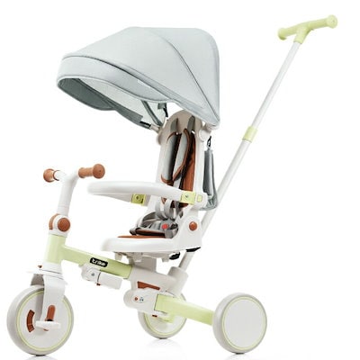 新品】多機能三輪車【ベージュ】 7in1□安全設計1歳〜5歳 子供用