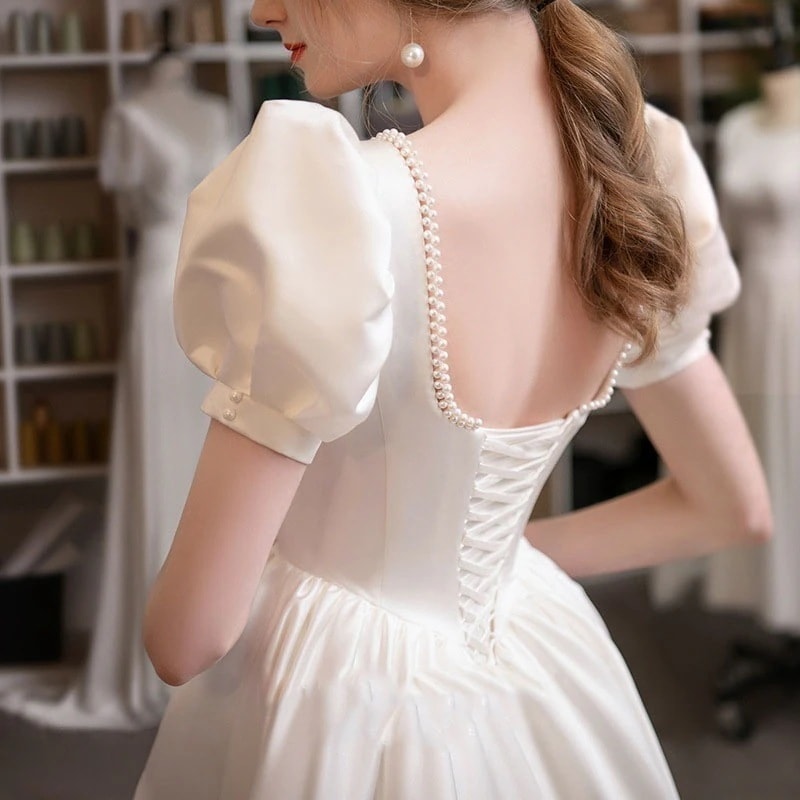 フランス式軽いウェディングドレス結婚式ドレスロング個性的パーティードレスお呼ばれAラインレースレディースワンピース大人結婚式披露宴演奏会ホストパーティー卒業パー 9,093円
