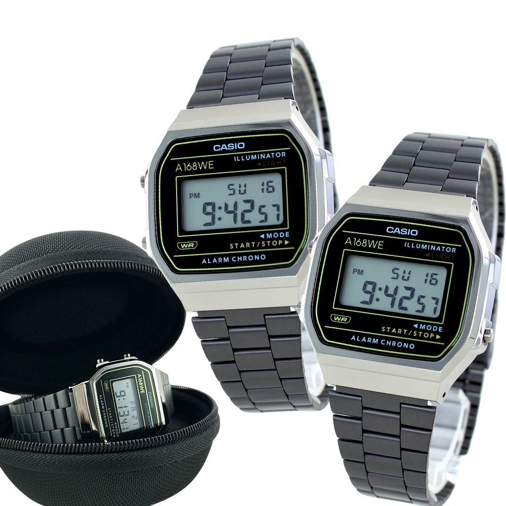 ペアウォッチ カシオ クラシック プレミアム デジタル 腕時計 手表 ブラック フルメタル 腕時計ケース 付き お揃い ペア 親子 友達 兄弟 姉妹 夫婦 カップル 両親 プレゼント 結婚記念日 妻