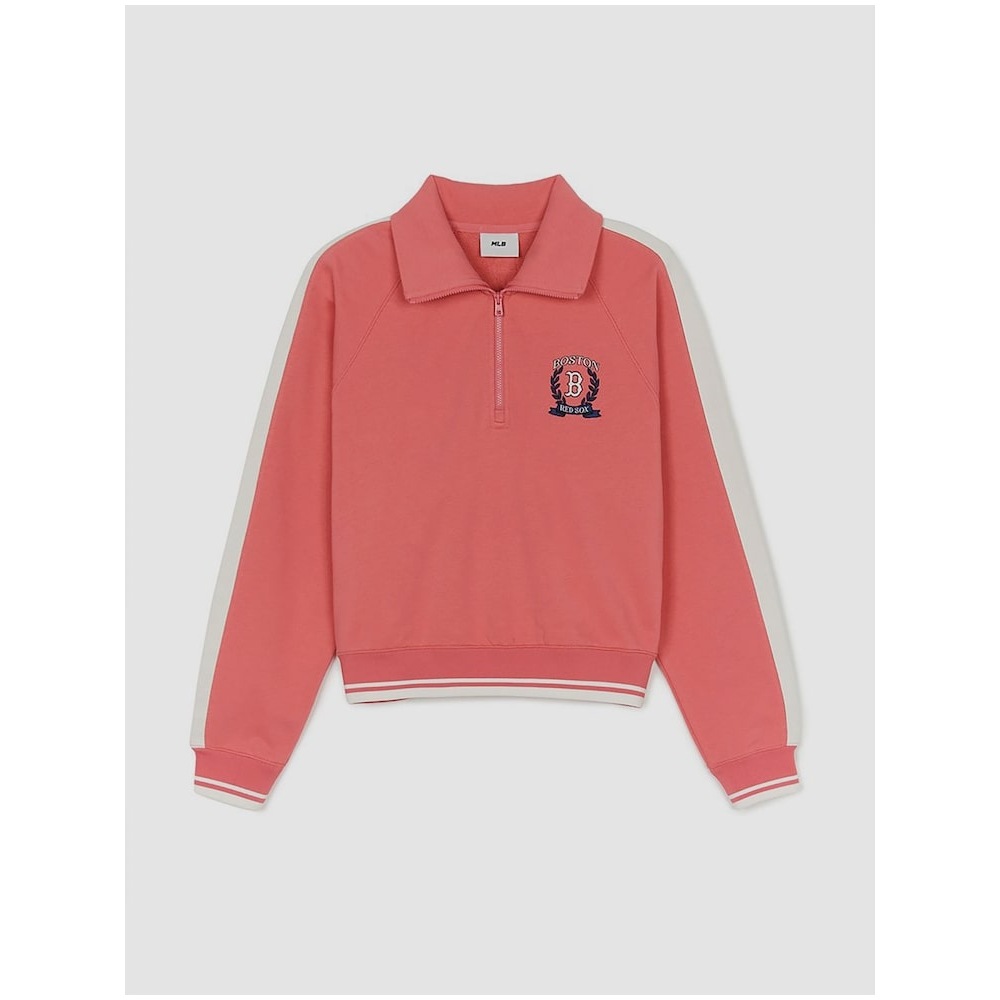 MLB 女性用スポーティーバーシティトラッククロップハーフジップアップスウェットシャツ BOS (Pk) QHHC3FMTV0644-43PKS