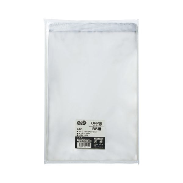 （まとめ）TANOSEE OPP袋 フタテープ付B5用 195270+40mm 1セット（1000枚：100枚10パック）3セット