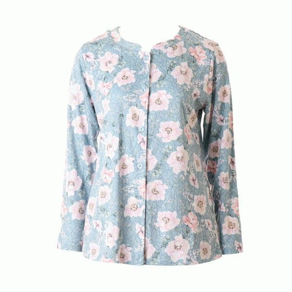 モダールポリジャカード花柄プリントトップス VEV3981WTSG