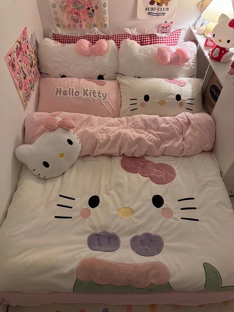 新作おやすみ猫かわいい乙女心ダブル猫ミルクぬいぐるみ4点セット学生寮3点セットベッド 7,508円