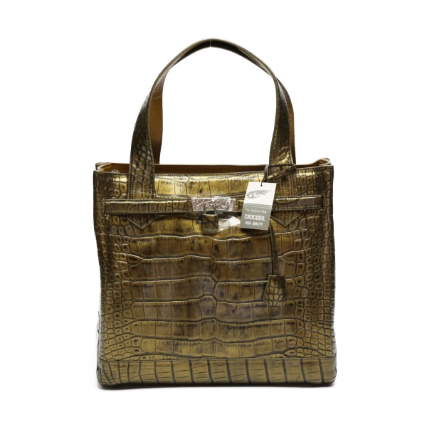 3983 カデナ付き クロコダイル メタリック ゴールド