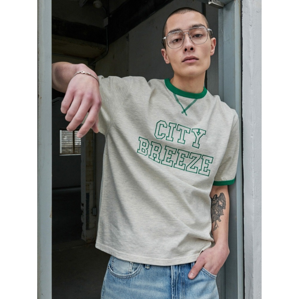 CITYBREEZE メンズラインカラーショートスリーブ T シャツ