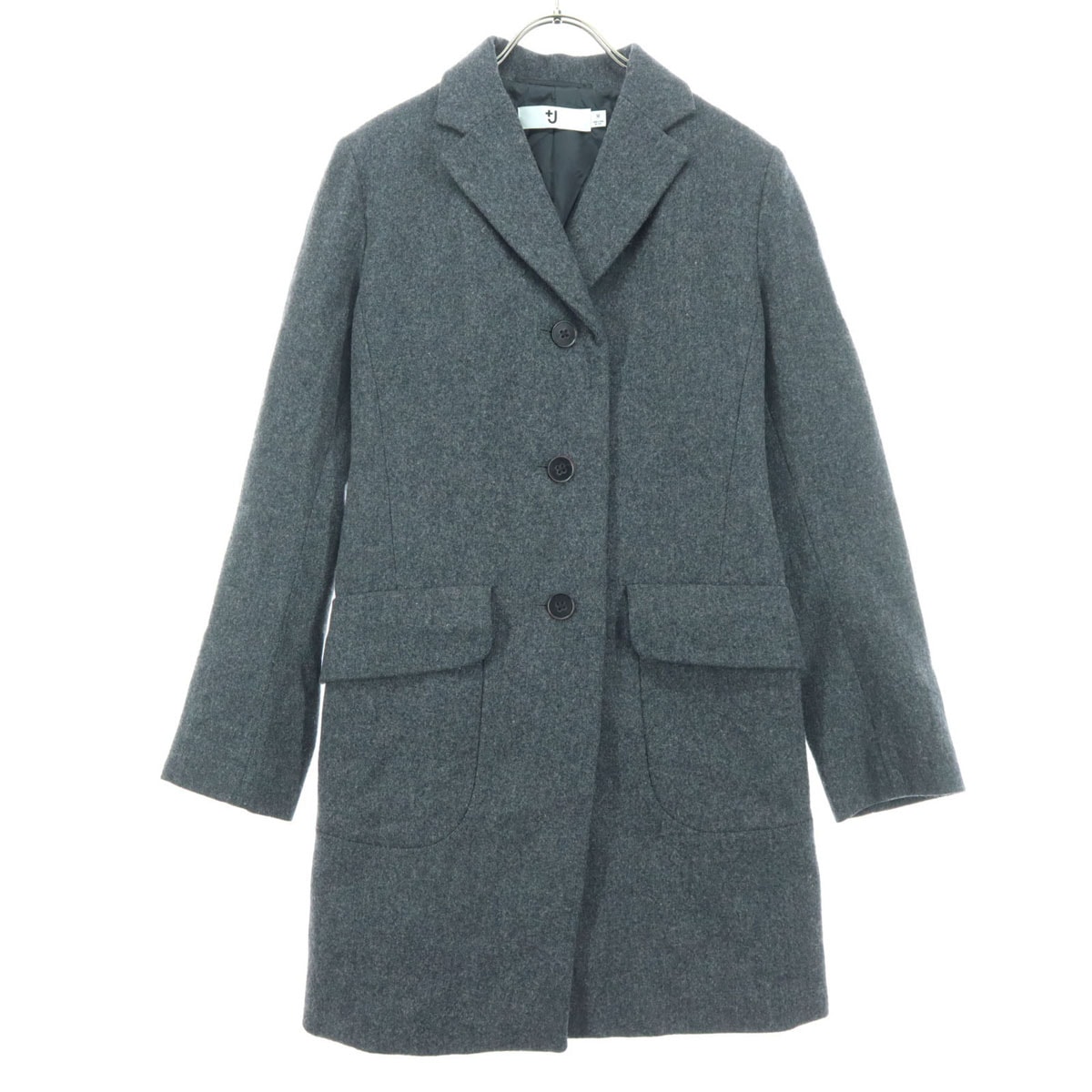美品 長袖 チェスターコート M グレー レディース 古着