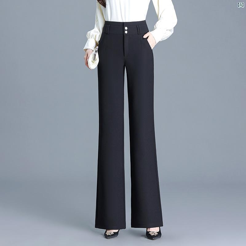 レディース ワイド レッグ パンツ 秋 ハイウエスト ドレープ ストレート 冷感 カジュアル スリム スーツ