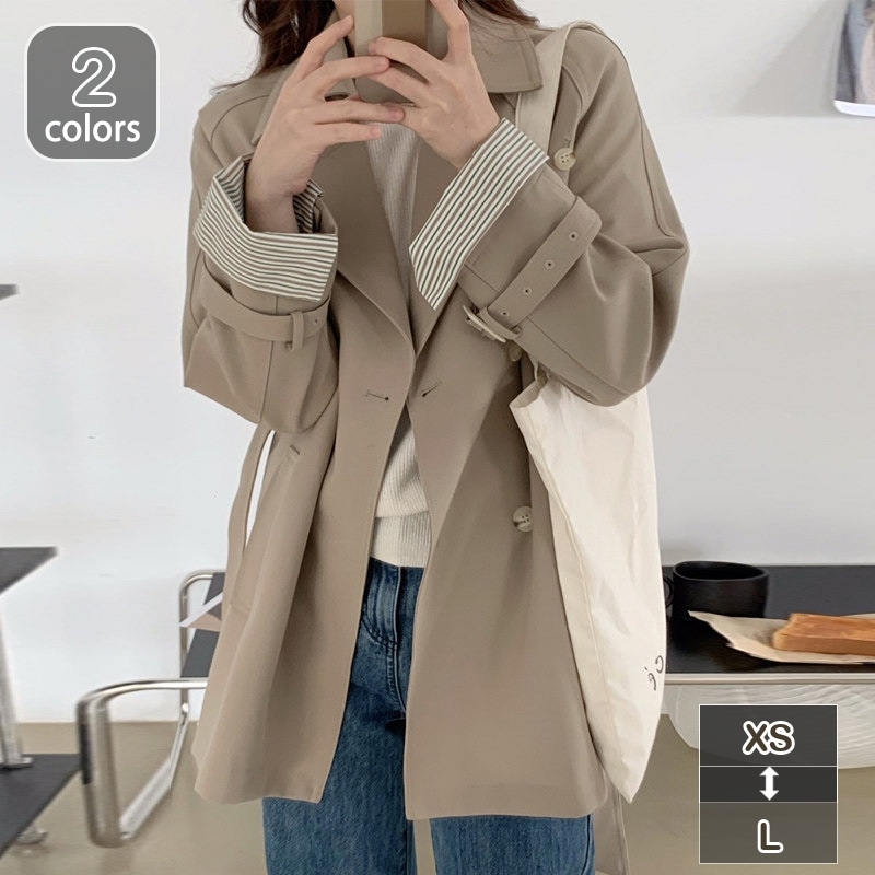 トレンチコート レディース ショート丈 ジャケット 長袖 春秋 アウター スプリングコート フォーマル 定番 ファッション 脚長 通勤 オフィス OL 大人 おしゃれ きれい目 20代 30代 40代