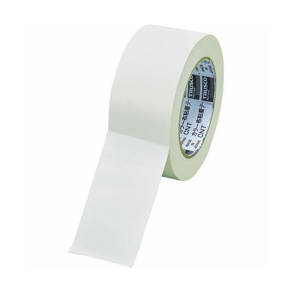 (まとめ) TRUSCO カラー布粘着テープ 幅50mm長さ25m ホワイト CNT-5025-W 1巻 (30セット)