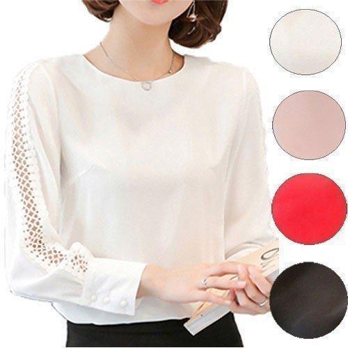 [出荷が早い]コーラス衣装 ブラウス 衣装 Sサイズから3Ｌサイズ対応 シルクのように柔らかい布生地ブラウス 白 ピンク 赤 黒 の白入荷値引きして売る