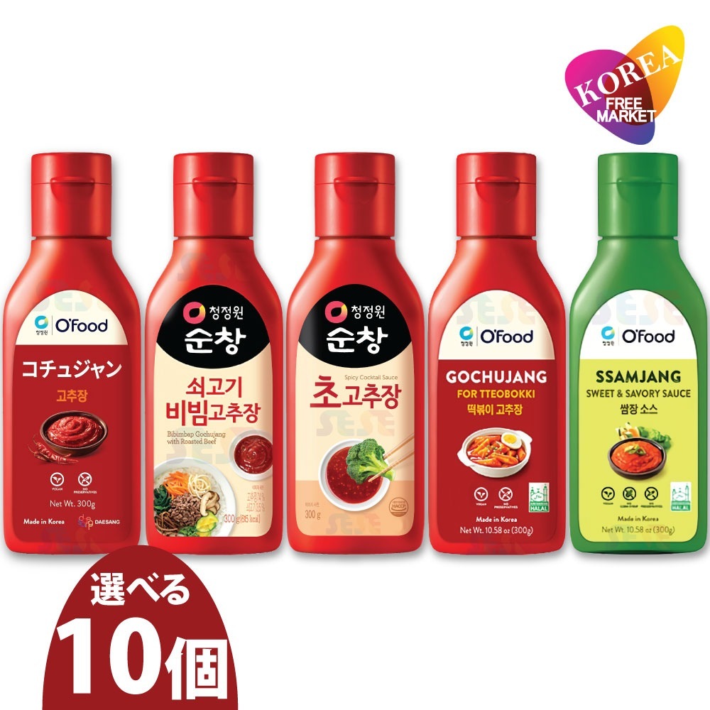 選べる 清浄園 ソース 10個セット オリジナルコチュジャン牛肉入りビビンコチュジャン酢コチュジャントッポキコチュジャンサムジャン 各300g チューブ / 韓国 調味料 清浄園 スンチャン