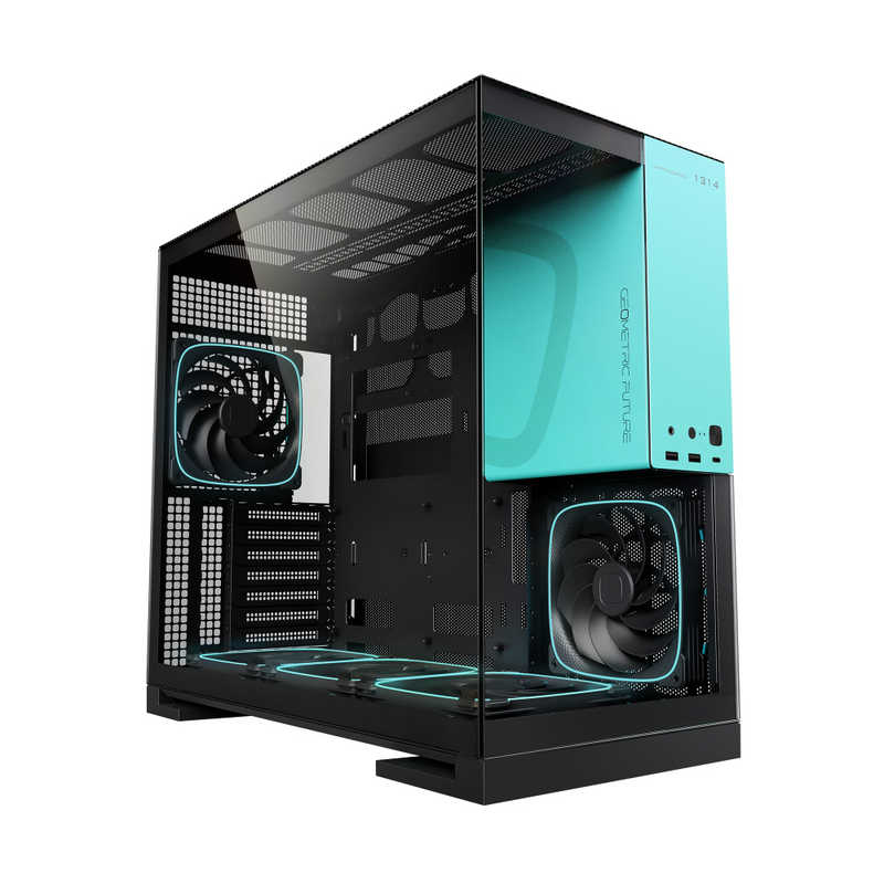 PCケース ［ATX / Micro ATX / Extended ATX / Mini-ITX］ Model 5 Plus ブラック/ターコイズブルー　GF-M5-BB PLUS