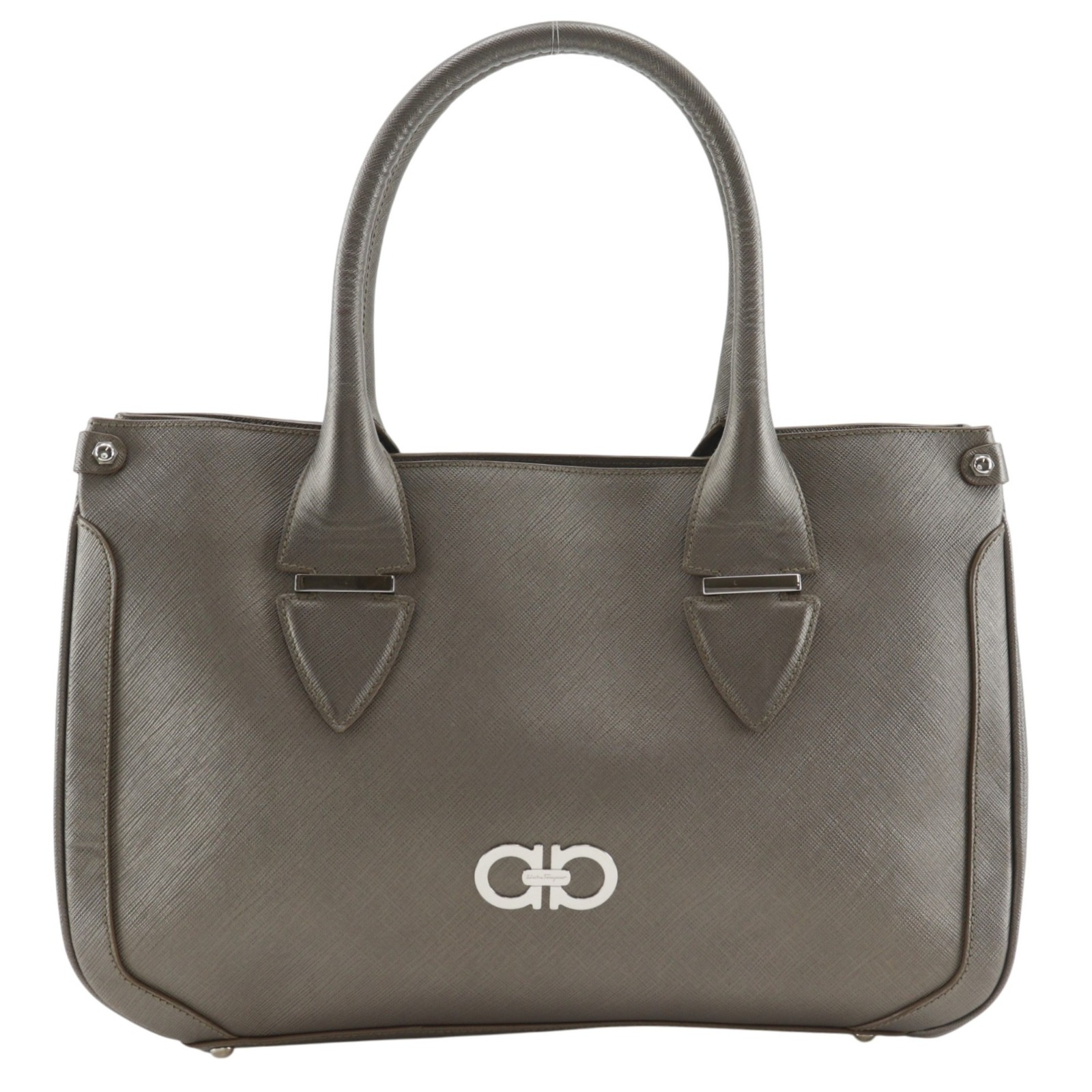 Salvatore Ferragamo サルヴァトーレフェラガモ ガンチーニ DY-21 7814 トートバッグ レザー グレー レディース 中古品