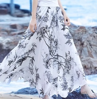 レディース スカート フレアスカート ロングスカート 丈長 フレア Aライン プリーツ シフォン ハイウエスト ウエストゴム きれいめ 上品 おしゃれ レトロ こなれ感 エレガント クラシカル 5,113円