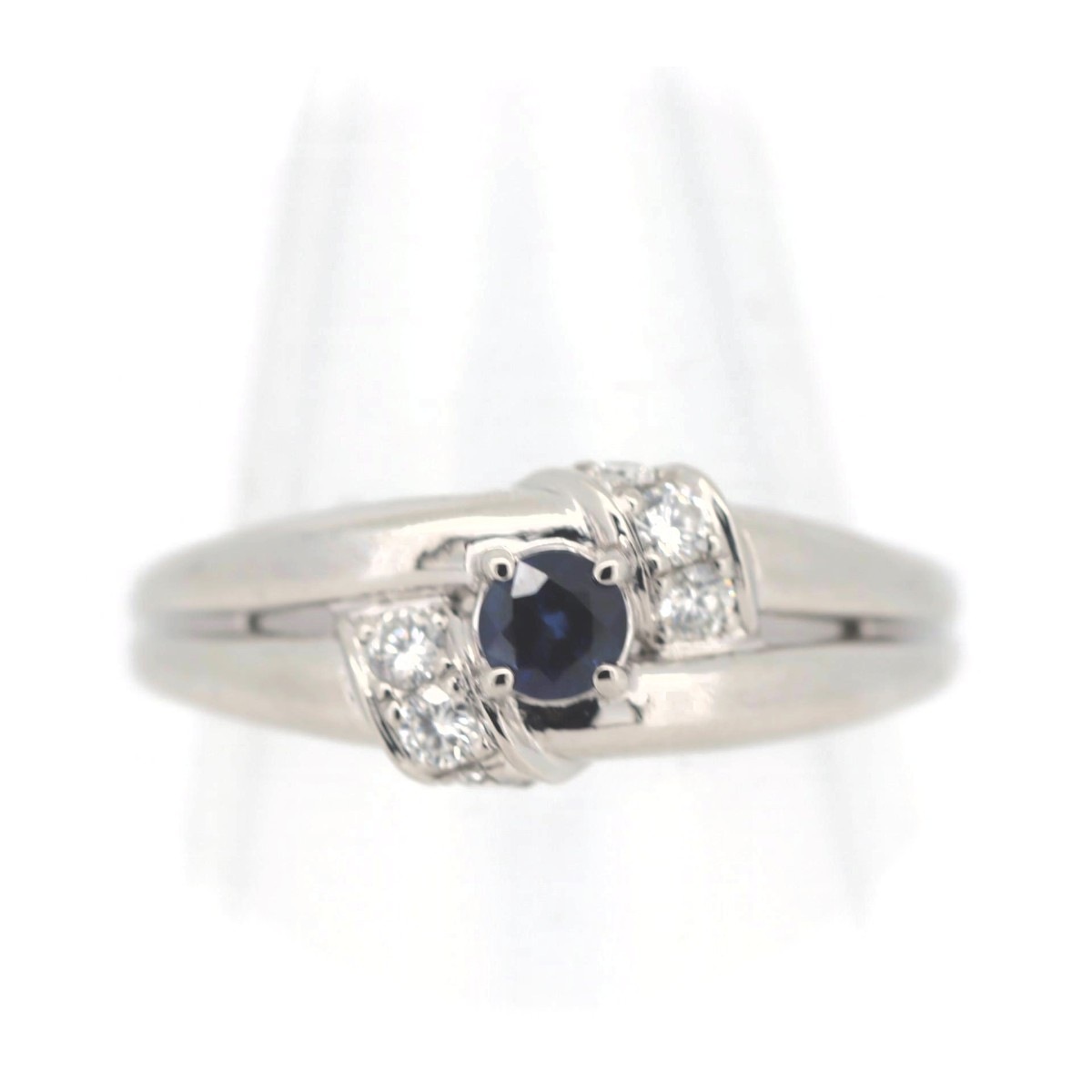 サファイア ダイヤモンド リング 指輪 S0.26ct D0.18ct 15号 Pt900(プラチナ) 質屋出品 46,200円