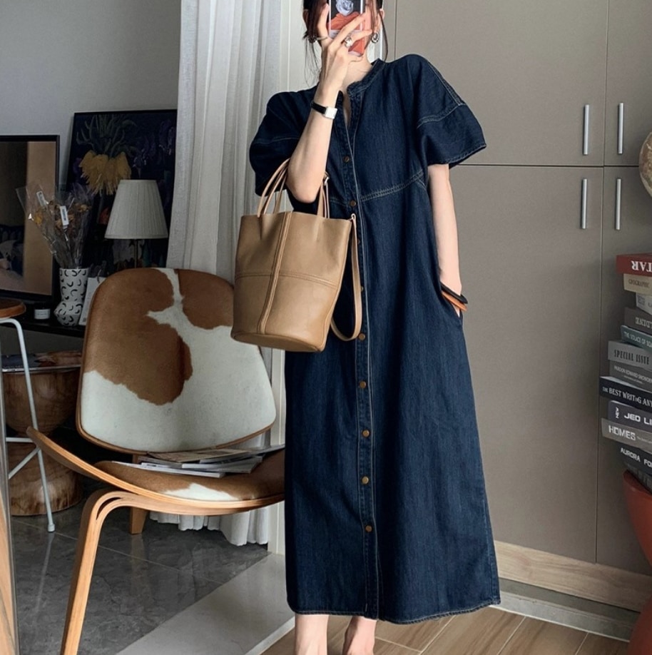 ワンピース デート デニムワンピース ロング ロング丈 袖あり 長袖 デニム かわいい 大人可愛い きれいめ シンプル カジュアル 大人 上品 おしゃれ お洒落 主役級 存在感 春 秋 10代 20代