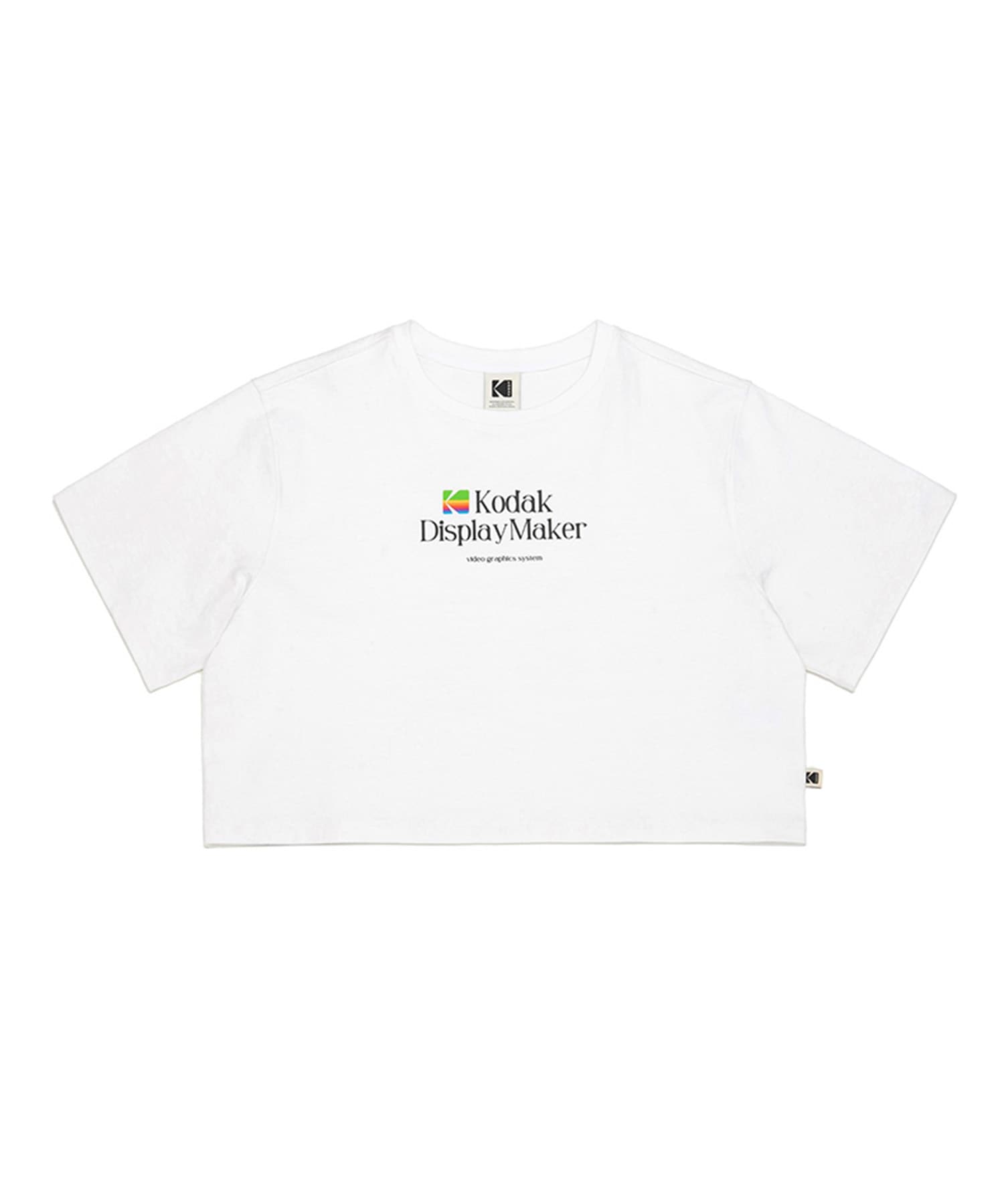 コダックデジタルレインボーグラフィッククロップ半袖Tシャツホワイト