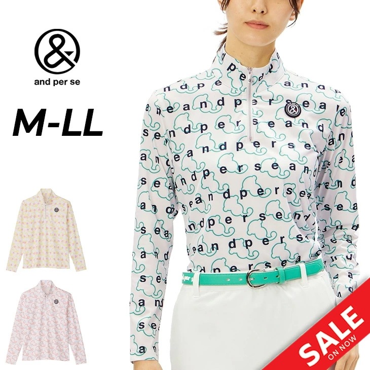 長袖シャツ レディース ゴルフウェア プリンテッド ハーフジップシャツ 吸汗速乾 UVカット 総柄 プリントシャツ レディースウエア 婦人 ブランド アパレル/AFS9234X3