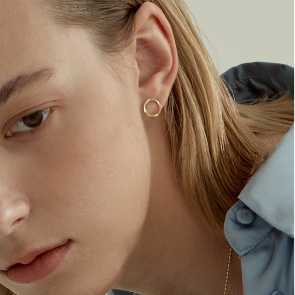 LUNNE 14k サークルウェーブピアス K14ゴールド #ES30